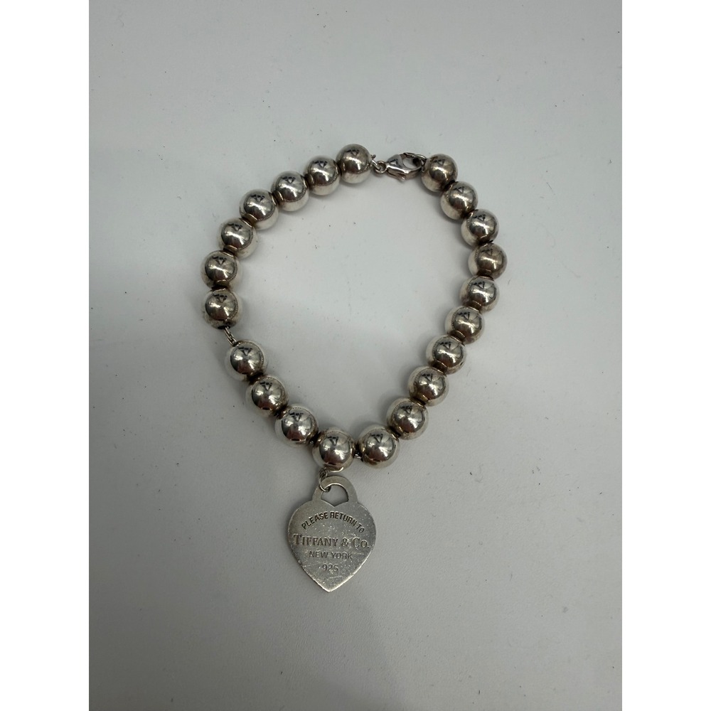 Tiffany & Co Return to Tiffany Heart Tag Bead Bracelet Sterling Silver 925 8mm